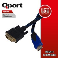 QPORT Q-HDV 1.5metre DVI 241-HDMI Converter Çevirici Kablo