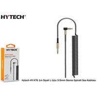 Hytech HY-X76 1m Siyah L Uçlu 3.5mm Stereo Spiralli Ses Kablosu