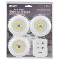 S-link SL-6146S 3W Zaman Ayarlı Uzaktan Kumandalı Yapışkanlı 3Lu Kablosuz Pilli Led Lamba