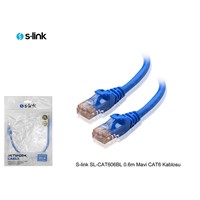 S-link SL-CAT606BL 0.6m Mavi CAT6 Patch Kablo