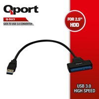 QPORT Q-SU3 0.15metre SATA-USB 3.0 Çevirici Kablo Siyah 2.5 Harddisklerle uyumlu