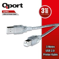 Qport Q-Pr3 Usb 2.0 Yazıcı Kablosu 3Mt