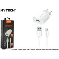 Hytech HY-XE26M Micro USB Kablolu 2100MA Ev Şarj 11W  2A Micro Beyaz Şarj Adaptör Seti