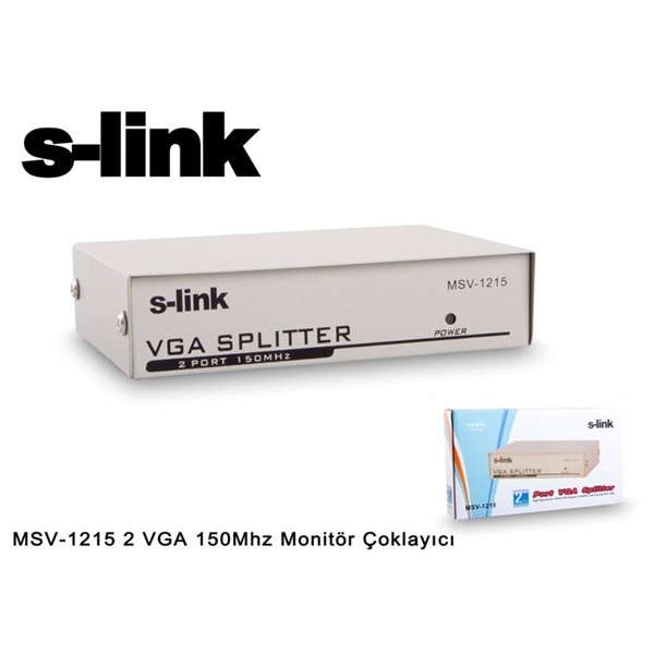 S-LINK 2port MSV-1215 2x 15pin DSub 1920x1440 150mhz Vga,Video Splitter