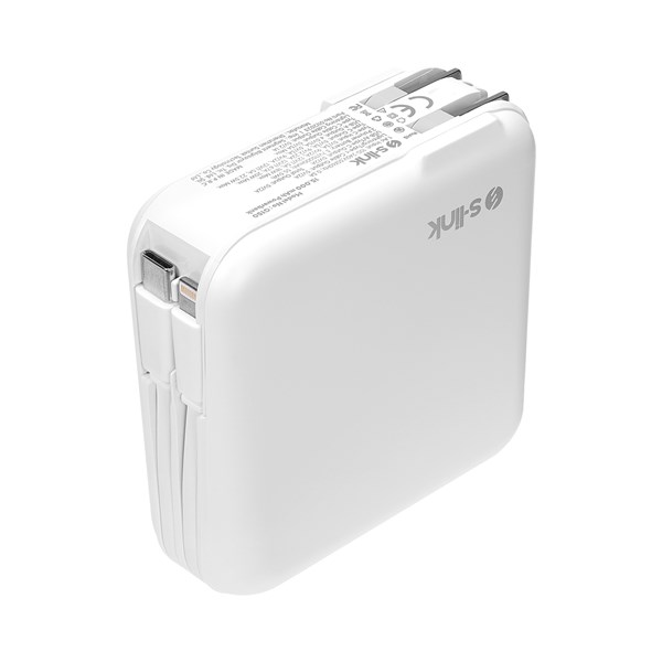 S-link G150 15000mAh LightningType-C Kablolu Powerbank Beyaz PD22.5W LCD AC Prizli Taşınabilir Pil Şarj Cihazı