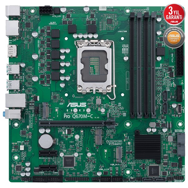 ASUS PRO Q670M-C CSM DDR5 HDMI DP PCIe 16X v5.0 1700p mATX Kurumsal Anakart