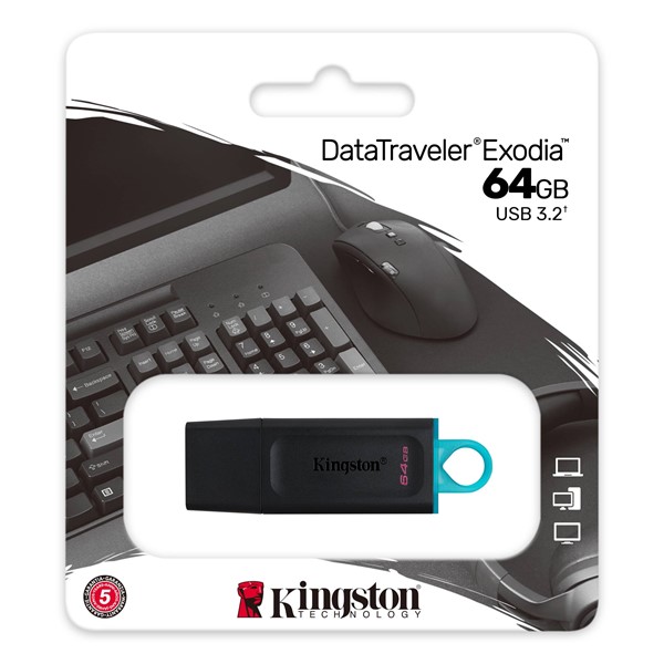 KINGSTON 64GB USB 3.2 Exodia DTX/64GB Siyah Taşınabilir Bellek