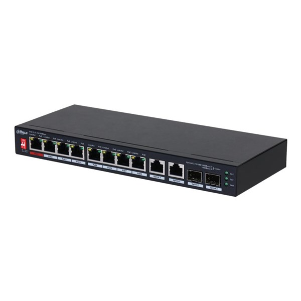 DAHUA 8port PFS3210-8ET2GF-96 10/100 2-SFP 96W Tam PoE Yönetilemez Swıtch