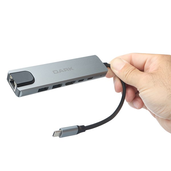 DARK DK-AC-U31X47 Type-C to Ethernet / HDMI / USB 3.0 - USB 2.0 / USB-C PD 100W Macbook Pro/Air  Notebook/Ultrabook için Port Çoklayıcı HUB