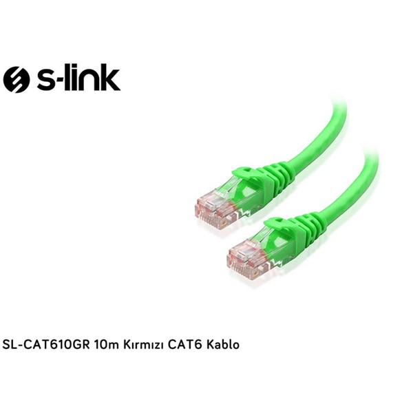 S-link SL-CAT610GR 10m Yeşil CAT6 Patch Kablo