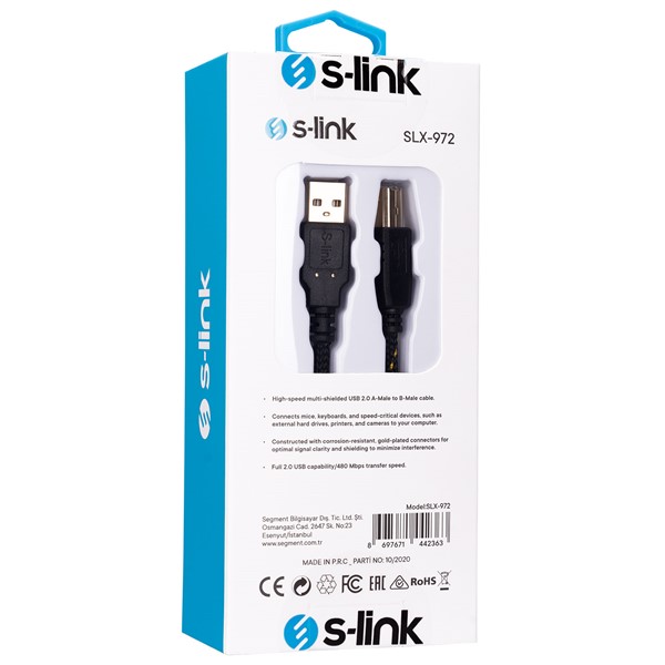 S-link SLX-972 Usb2.0 5m Gold Kılıflı Yazıcı Kablosu