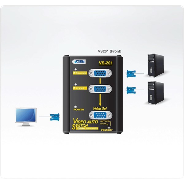 ATEN ATEN-VS201 2 giriş - 1 çıkış 2 Port Video Switch