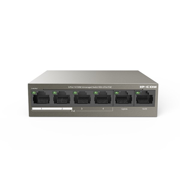 IP-COM 4port IP-F1106P-4-63W 10/100 2-Uplınk 63W Full PoE Yonetilemez Switch