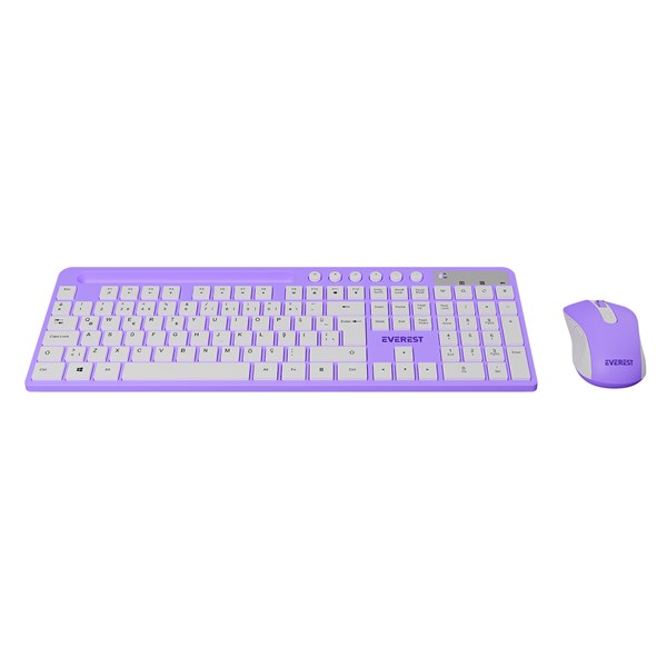 Everest KM-730 Mor/Beyaz Kablosuz Q Multimedia Klavye  Mouse Set