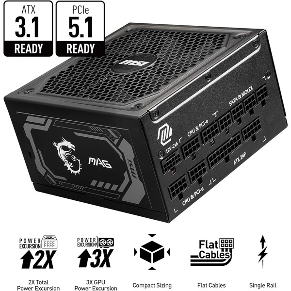 MSI 1000W 80 GOLD MAG A1000GL PCIE 5.1 TAM MODÜLER POWER SUPPLY