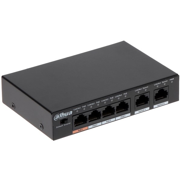 DAHUA 6port 60w 4port PoE PFS3006-4ET-60-V2 10/100 2X-UPLINK Yönetilemez Switch