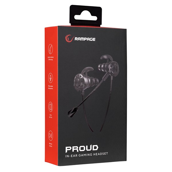 Rampage RM-K36 PROUD 3,5mm Gaming Siyah Kulak İçi Mikrofonlu Kulaklık