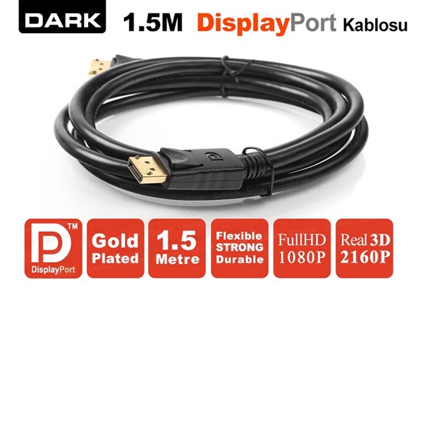 DARK DK-CB-DPL150 1.5metre Display Görüntü Kablosu Siyah