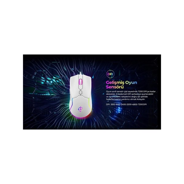 NORTH Air White Professional USB 7200dpi Gaming Beyaz Mouse RGB