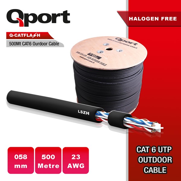 QPORT CAT6 Utp 23AWG 500m Outdoor Makaralı LSZH Kablo Q-CATFLASH