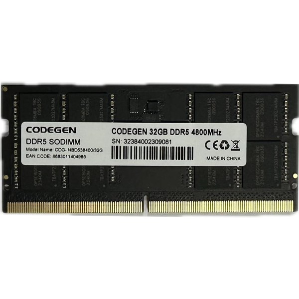 CODEGEN 32GB DDR5 4800MHZ NOTEBOOK RAM VALUE CDG-NBD538400/32G