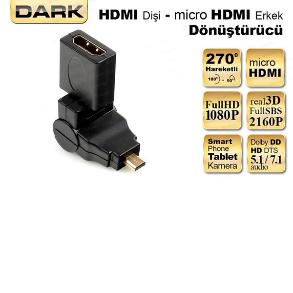 DARK DK-HD-AHDMIXM270 mHDMI-HDMI Çevirici Adaptör