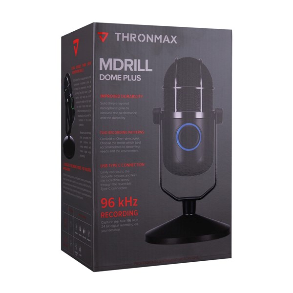 Thronmax M3Plus MDRILL DOME PLUS Siyah USB 96Khz 24bit HD 2tip Kayıt 3,5mm Ses Kontrol Ledli Mikrofon