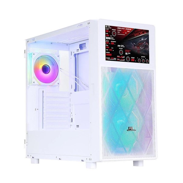 POWERBOOST PB-P4367BW 3-RGB FANLI LCD EKRANLI GAMING MID-TOWER PC KASASI BEYAZ