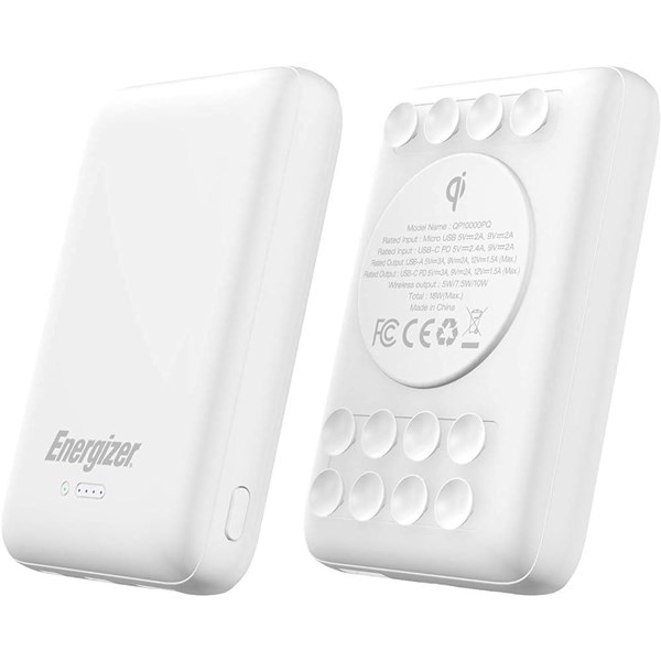 Energizer Ultimate QP10000PQ 10000mAh 10W Qi Kablosuz Vantuzlu Taşınabilir Hızlı Şarj Cihazı Beyaz