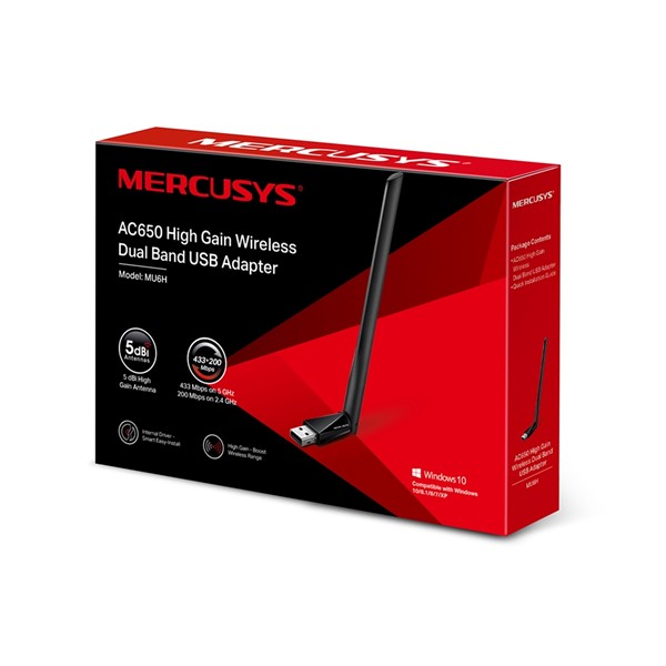 MERCUSYS MU6H AC650 Dual Band USB 3.0 Kablosuz Adaptör