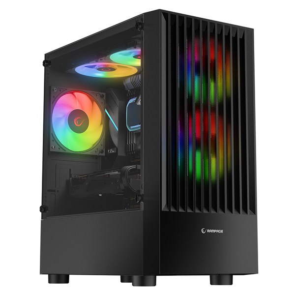 RAMPAGE LYRA Mesh GAMING M-ATX Mid-T PC Kasası Siyah 3X 12cm RGB Fan