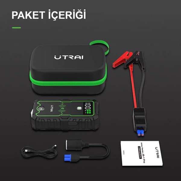 UTRAI JS-1 Pro 16000mAh Jump Starter Taşınabilir Akü Takviye Kiti   Taşıma Çantası JS-1-PRO