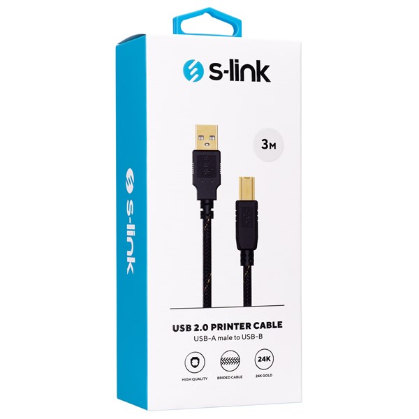 S-link SLX-971 Usb2.0 3m Gold Kılıflı Yazıcı Kablosu