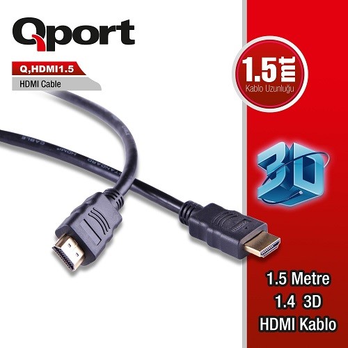 QPORT Q-HDMI1.5 1.5metre HDMI Görüntü Kablosu 3D Gold 1.4v