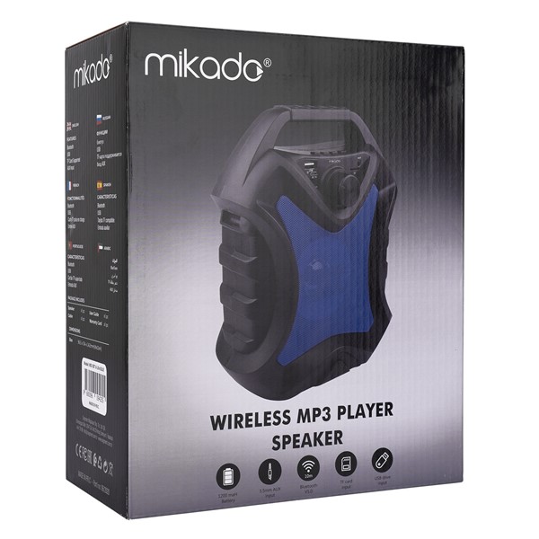 Mikado MD-5BT X-Life 5W 1200mAh Siyah/Mavi USB/SD Cart/Bluetooth Kablosuz MP3 Oynatıcı Hoparlör