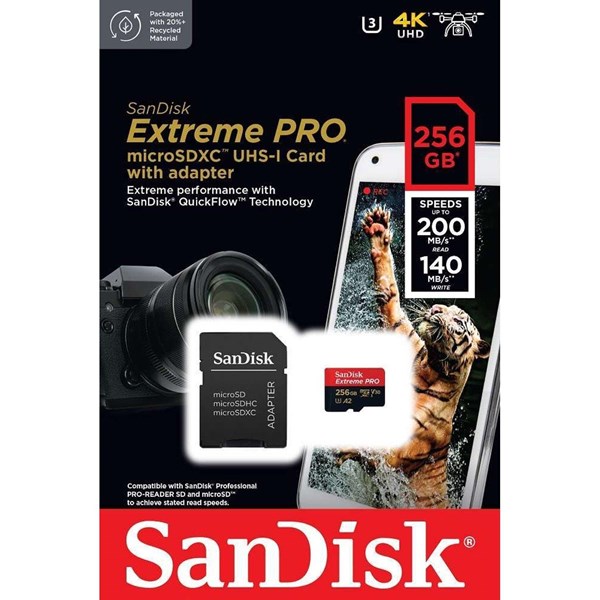 SANDISK 256GB EXTREME PRO SDSQXCD-256G-GN6MA MICRO-SD HAFIZA KARTI