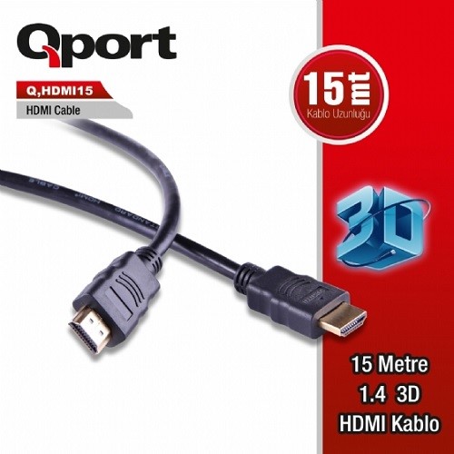 QPORT Q-HDMI15 15metre HDMI Görüntü Kablosu 3D Gold 1.4v