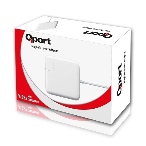 QPORT Q-MCS285 Apple Macbook 20v 4.25amper Beyaz MAC Şarj Adaptörü Magsafe2 85W
