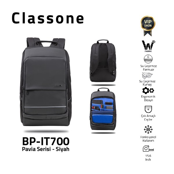 Classone BP-IT700 Pavia 15.6 Laptop Notebook Sırt Çantası-Siyah