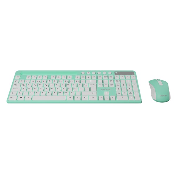 EVEREST KM-730 Yeşil/Beyaz Kablosuz Q Multimedia Klavye  Mouse Set