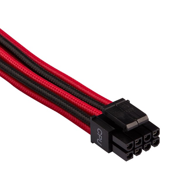 CORSAIR CP-8920240 Premium Type 4 Gen 4 Örgülü EPS12V/ATX12V 44 Pin İşlemci Güç Kablosu Kırmızı-Siyah