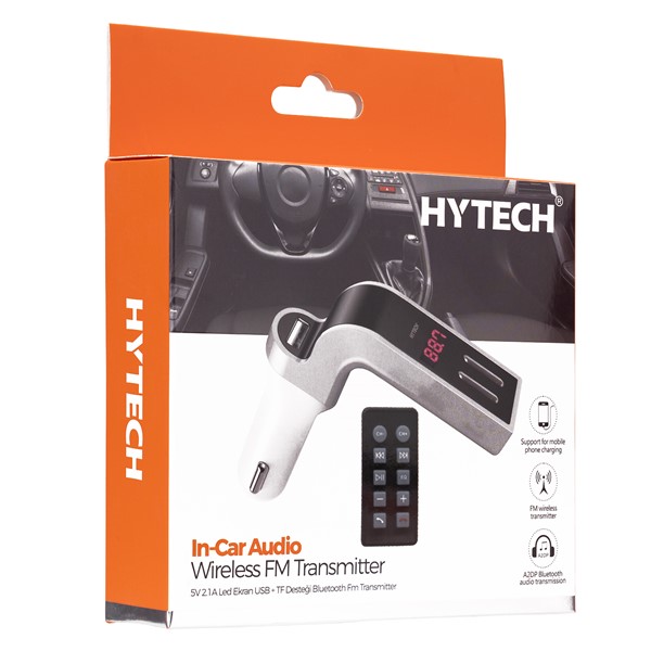 Hytech HY-XCB75 5V 2.1A Led Ekran USBTF Desteği Gri Bluetooth Fm Transmitter
