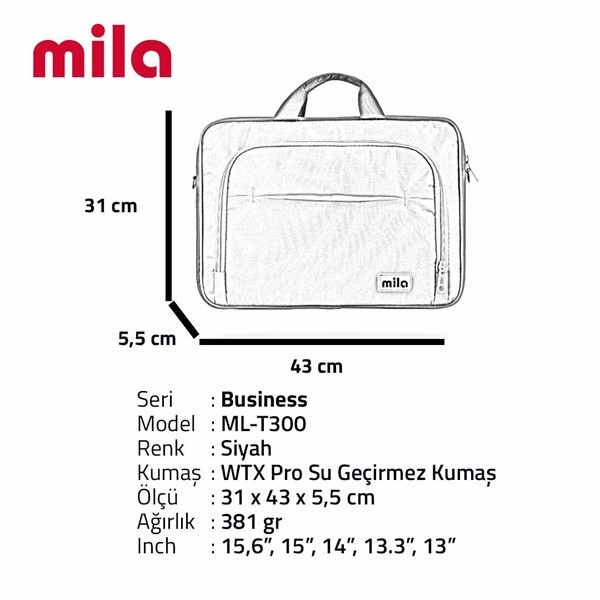 Classone Mila T300 Business Serisi 15.6 İnch Uyumlu Macbook Laptop Notebook 