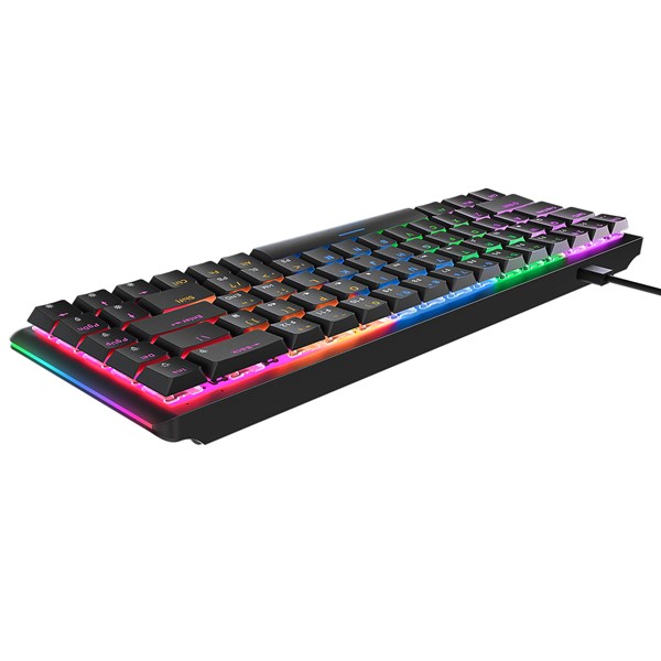 Rampage REBEL Siyah Low Profile BLUE SWITCH Mekanik Gaming Oyuncu Klavye US Layout Rainbow