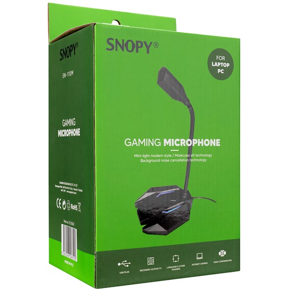 Snopy SN-110M Siyah Led Işıklı Usb Gaming Oyuncu Masaüstü Mikrofon