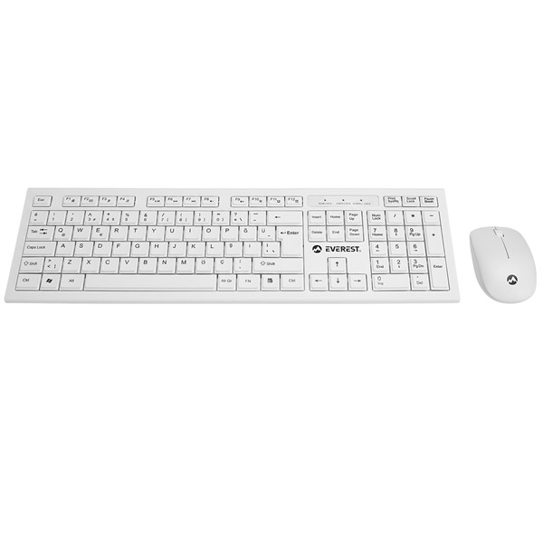 Everest KM-6121 Beyaz Kablosuz Q Slim Klavye  Mouse Set