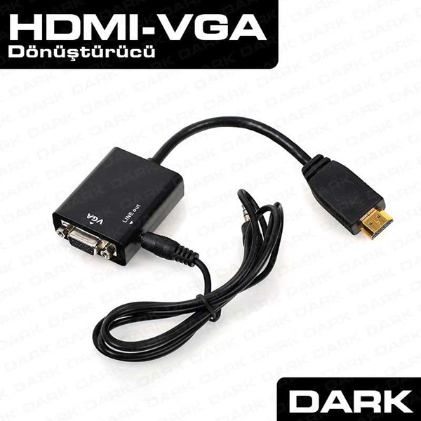 DARK DK-HD-AHDMIXVGA5 0.15metre HDMI-VGA Adaptör Siyah