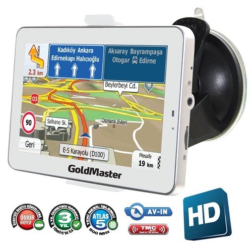 GOLDMASTER 5.0 Ekran NAV580 FM Transmitter 3D Haritalı HD HD Araç İçi Navigasyon Ömür Boyu Güncelleme AV-In