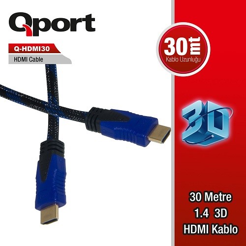 QPORT HDMI30 30metre HDMI Görüntü Kablosu 3D Gold 1.4v