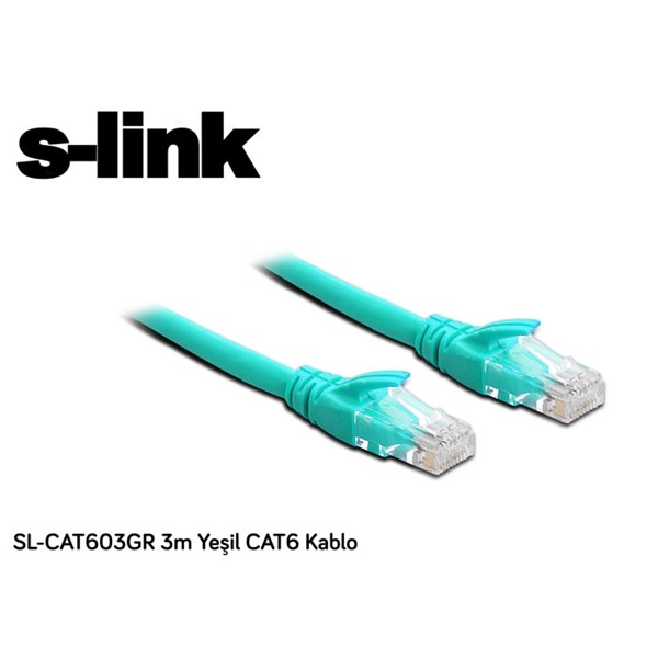 S-link SL-CAT603GR 3m Yeşil CAT6 Patch Kablo